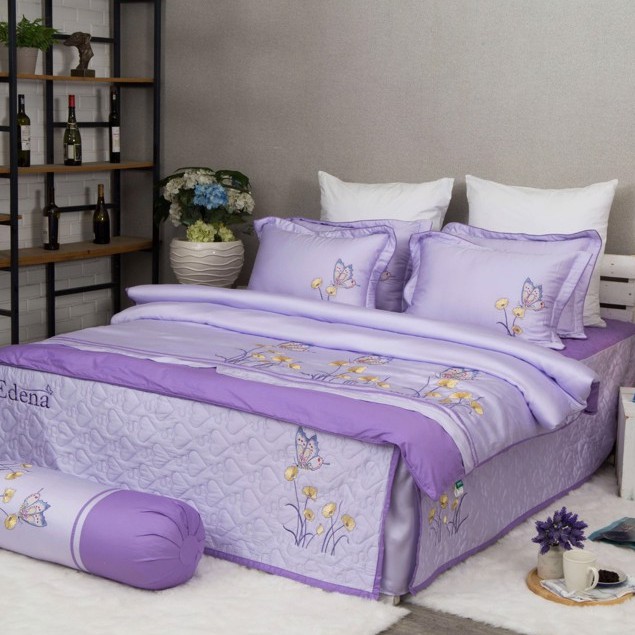 Bộ Chăn Ga Edena Tencel 752, trọn bộ 5 món mềm mượt như lụa,