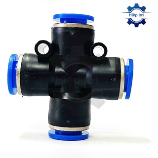 Nối hơi 4 đầu ống khí nén - Nối hơi chữ thập PZA - cút nối hơi 4 ngã - nối khí nén