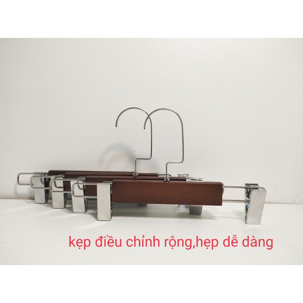 Móc kẹp trẻ em gỗ nâu đầu kẹp inox - móc kẹp gỗ, kẹp quần trẻ em, kẹp gỗ nâu chuyên dùng cho shop trẻ em, khách sạn