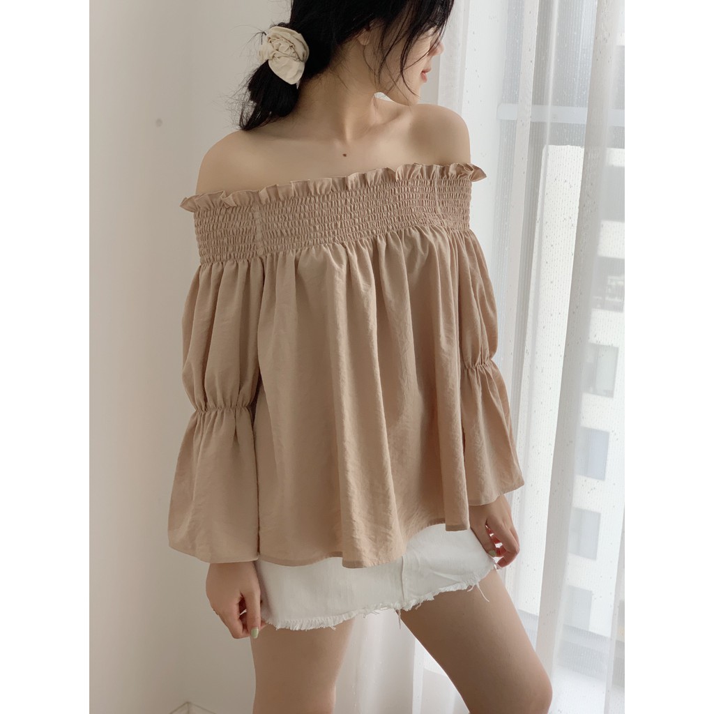 [Mã WASKT304 giảm 15% tối đa 30K đơn 99K] áo trễ vai tay chun xòe TKA219 1994closet | BigBuy360 - bigbuy360.vn