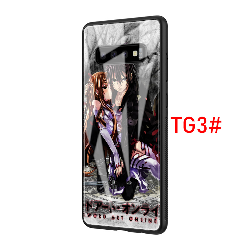 Ốp Lưng Kính Cường Lực In Hình Sword Art Online Cho Samsung Note 8 9 10 S7 Edge S8 S9 S10 S20 Ultra Lite Plus