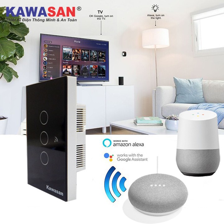 Công tắc điều khiển từ xa cảm ứng chạm WIFI - CHÍNH HÃNG KAWASAN