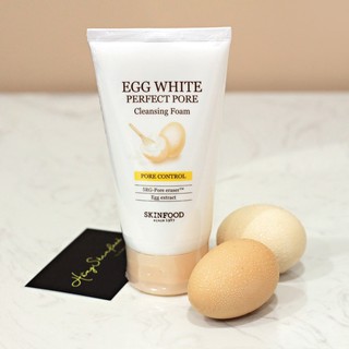 Sữa rửa mặt SKINFOOD Egg White Perfect Pore Cleansing Foam 150ml về hàng SALE 30% (Bill mua ảnh bên cạnh)