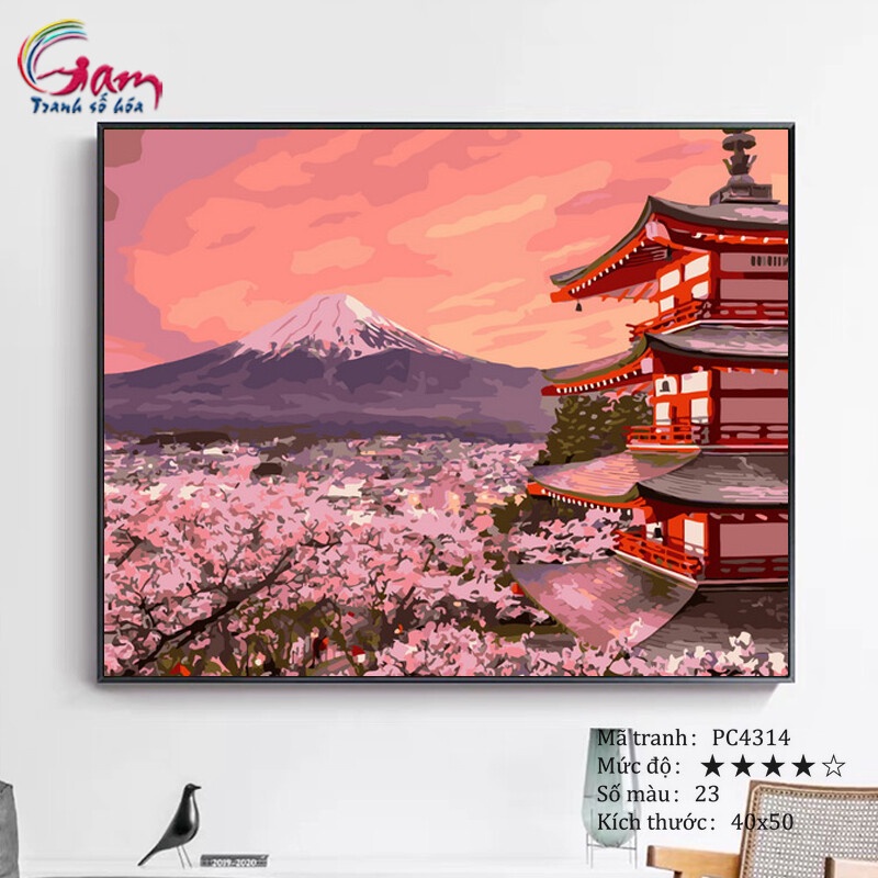 Tranh số hóa tự tô màu phong cảnh Nhật Bản và núi Phú Sĩ GAM PC4314