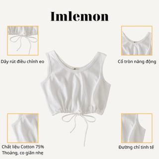 Áo Thun Croptop Ba Lỗ Rút Eo BASIC Thể Thao, Năng Động