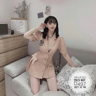 Bigsize Đầm cổ vest phối nút D497