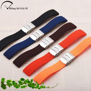 3 màu] dây đồng hồ cao su thời trang - dây đeo cao su khóa bấm cho đồng hồ seiko 18mm 20mm 22mm