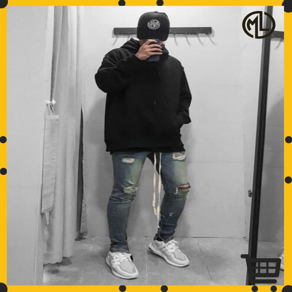 Hoodie đen trơn nam Bigsize vải nỉ lót bông | BigBuy360 - bigbuy360.vn