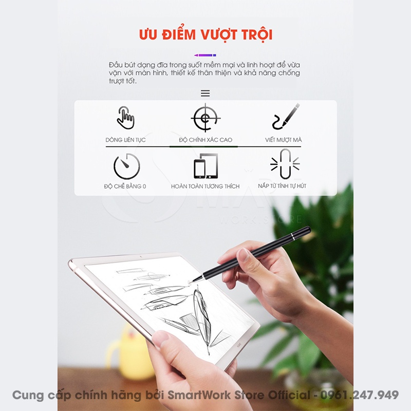 Bút Cảm Ứng Cho Điện Thoại Android/ IPhone/ Máy Tính Bảng Ipad, Công Nghệ Nam Châm Hít, Cảm Ứng Siêu Nhạy