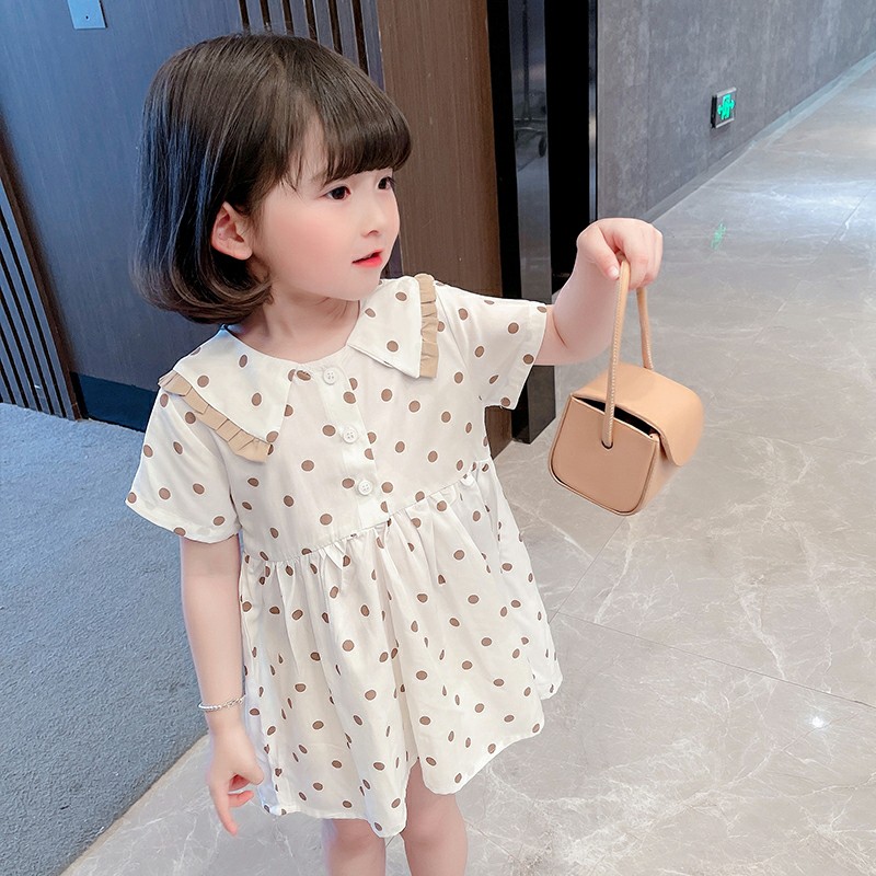 Váy Bé Gái Chấm Bi Dáng Baby Doll Siêu Xinh Từ 9-23kg V36-2021