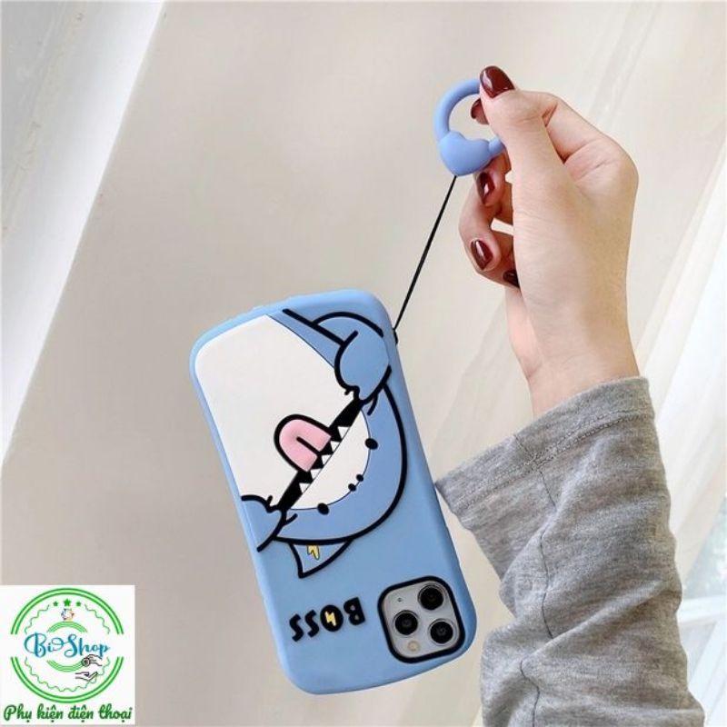 ☘️Tặngkèm móc tay ☘️ Iphone X Xs max 11 11 pro max Ốp cá mập xanh chống sốc Boss