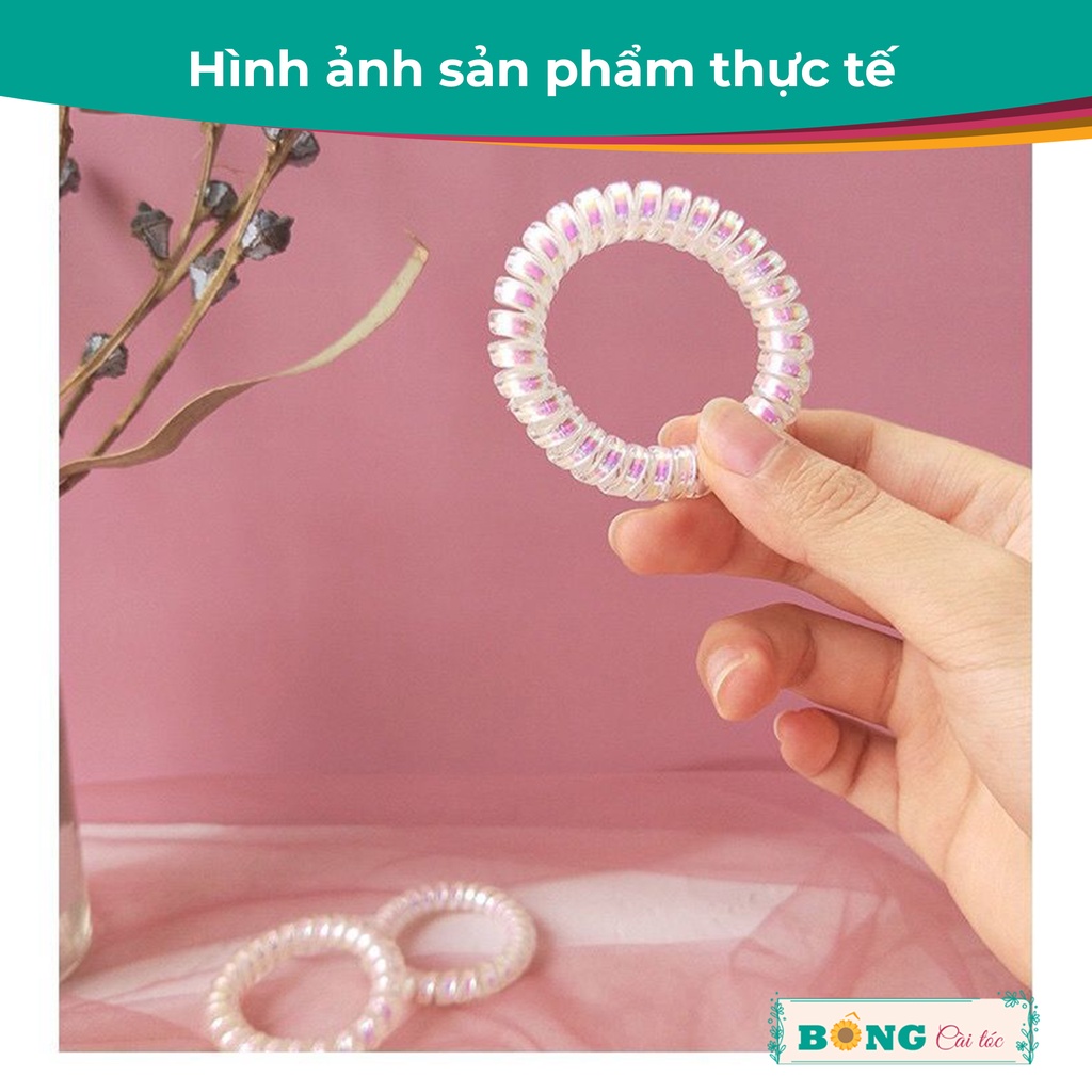 Dây cột tóc lò xo phong cách Hàn Quốc trong suốt ánh nhũ hologram LX30 - cột tóc lò xo BÔNG Cài Tóc