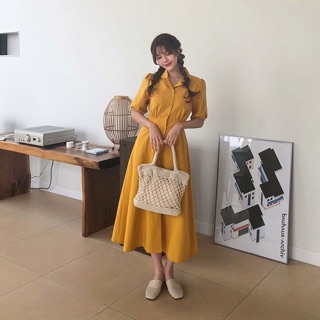 Đầm ulzzang tiểu thư vàng