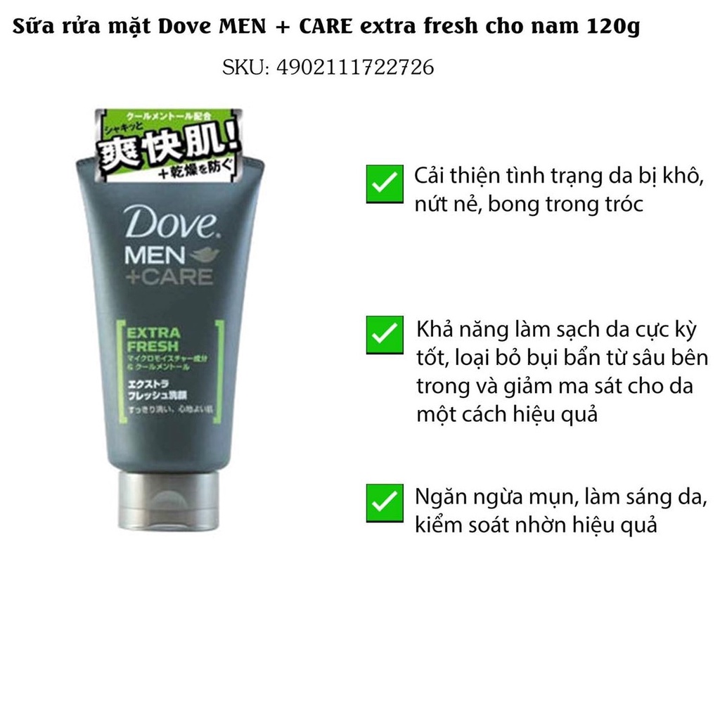 Sữa Rửa Mặt Dove Dành Cho Nam Men Care Nội Địa Nhật Bản 120g - SAKUKO