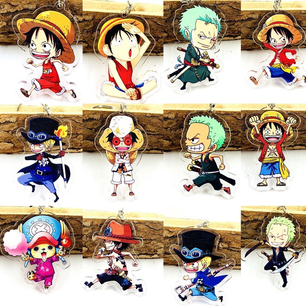 Móc Khóa Kim Loại Hai Mặt Họa Tiết Hoạt Hình One Piece