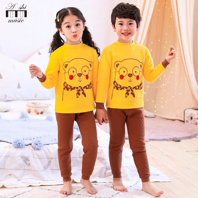 Set 2 Món Áo Sơ Mi Tay Dài + Quần Dài Giữ Ấm Cho Bé