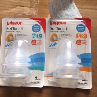 Set 2 núm vú Pigeon SofTouch cho bình cổ rộng đủ size