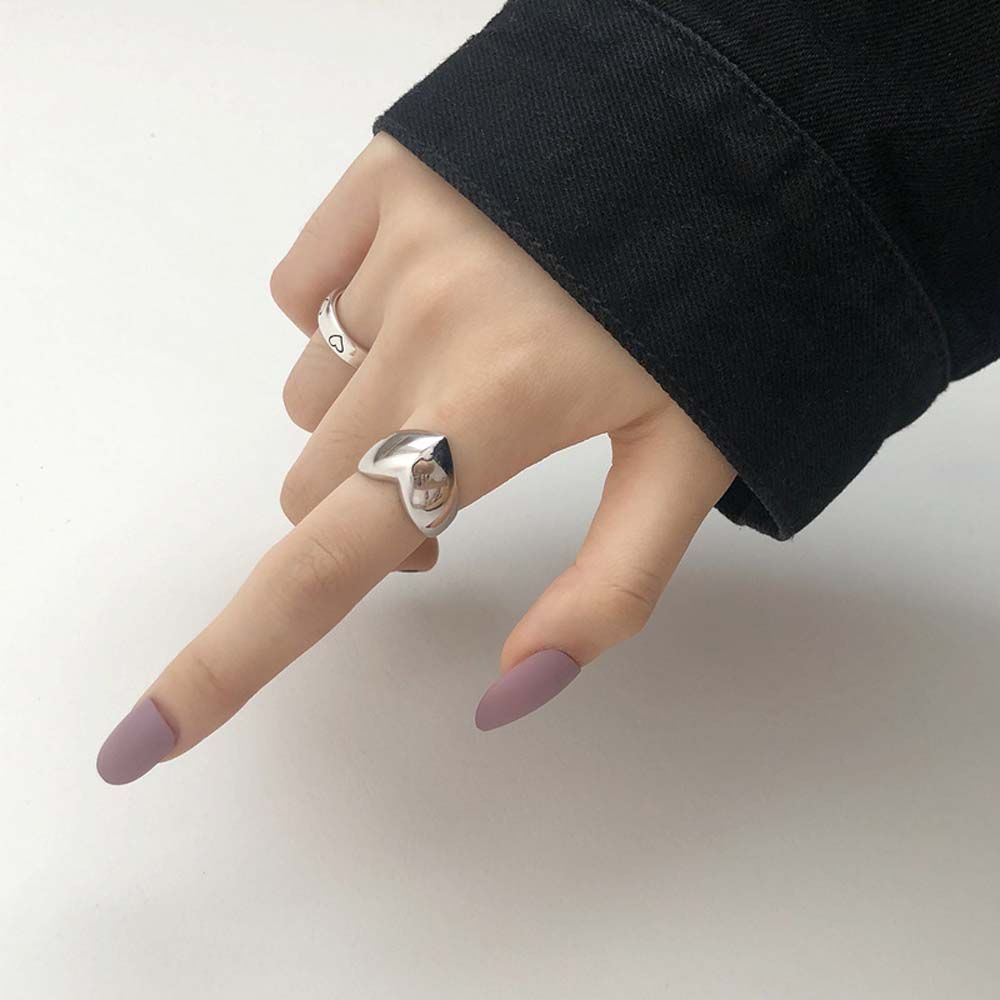 FORBETTER Trendy Open Rings Prevent Allergy Fashion Jewelry Metal Rings Heart Women LOVE Birthday Gifts Creative Simple Solid Color