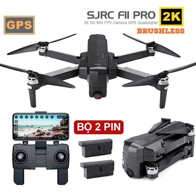 [ COMBO 2PIN] Flycam SJRC F11 PRO bản nâng cấp của SJRC F11, Camera 2K, Bay 25 Phút, 2 GPS, Khoảng cách điều khiển 1.2KM