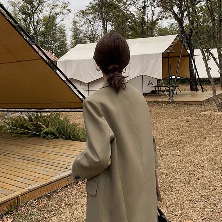 Áo khoác blazer dáng rộng thời trang mùa thu phong cách Hàn Quốc 2021 cho nữ nhiều màu tùy chọn