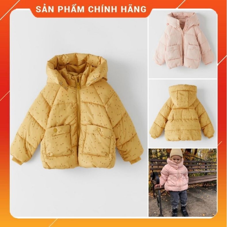 Áo phao bé gái 6 tháng đến 5 tuổi bên trong lót nỉ, Áo khoác phao cho bé siêu nhẹ hàng Zaza ấm áp