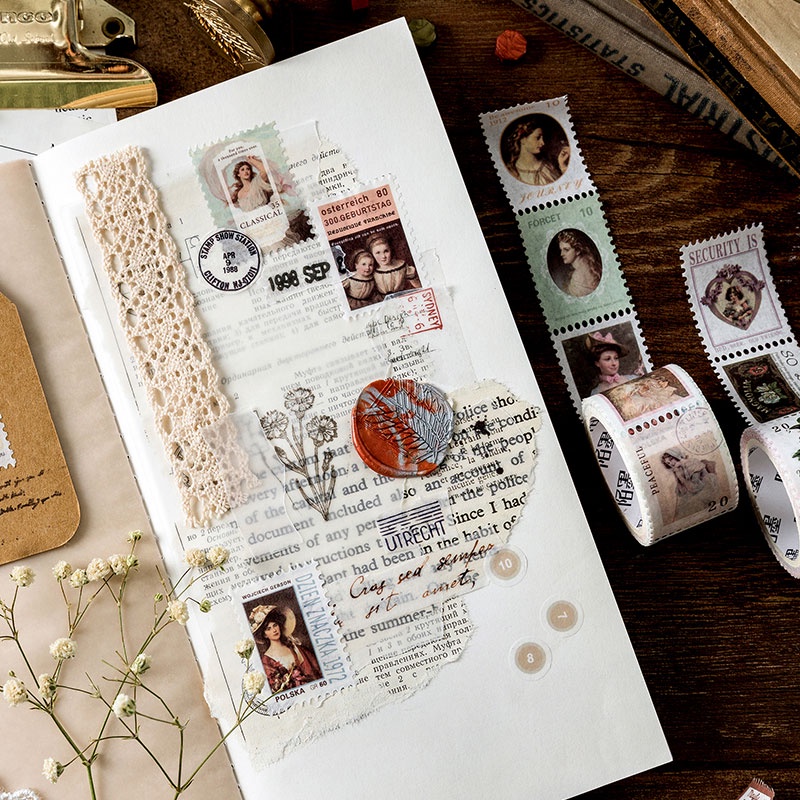 Cuộn sticker dán trang trí sổ tay họa tiết cổ điển sáng tạo