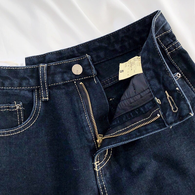 Quần jeans ống suông thẳng cạp cao