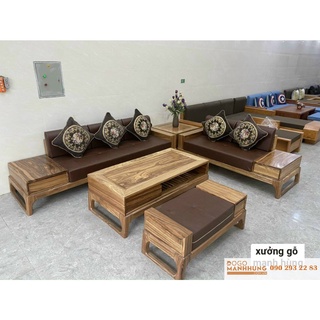 Bộ sofa gỗ hương xám size lớn 2 văng G91