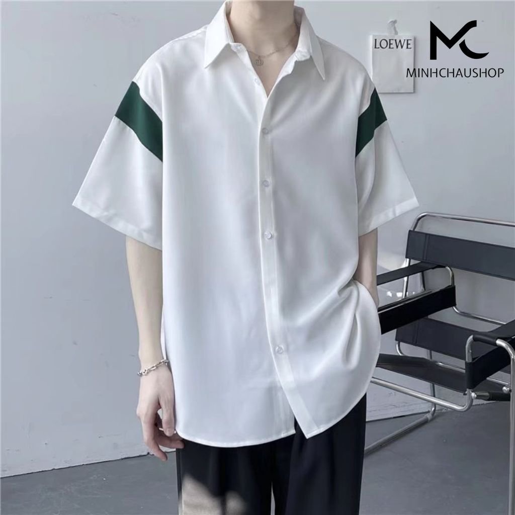 Áo Sơ Mi Nam Sanminhchau Áo Sơ Mi Tay Lỡ Form Rộng Phối Màu Chất Lụa Hàn Mềm Mại Thoáng Mát Thấm Hút Mồ Hôi Asm 45
