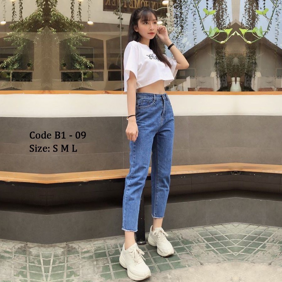 Quần baggy cơ bản ống nhỏ tua lai