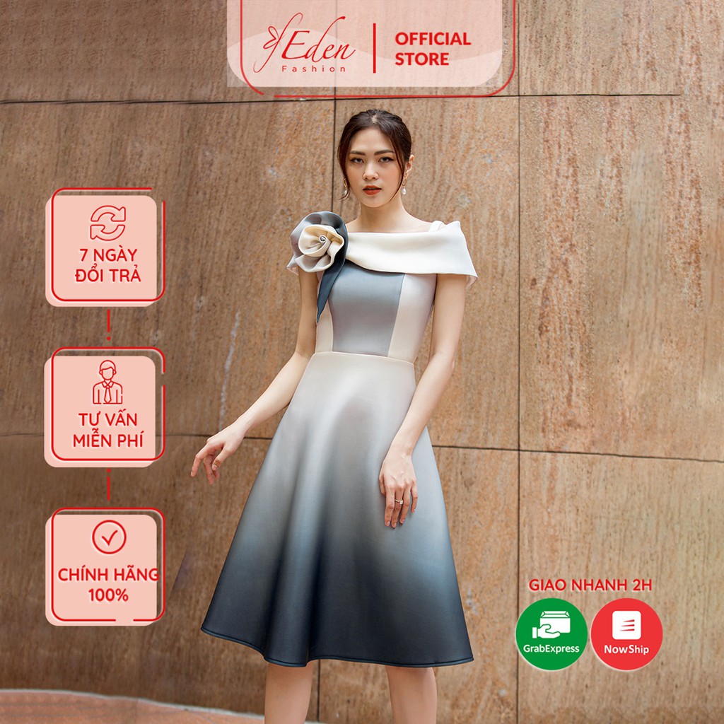 Đầm nữ dự tiệc dạng xòe thiết kế thời trang Eden bẹt vai cúp ngực sang trọng quyễn rũ nổi bật - D425 | BigBuy360 - bigbuy360.vn