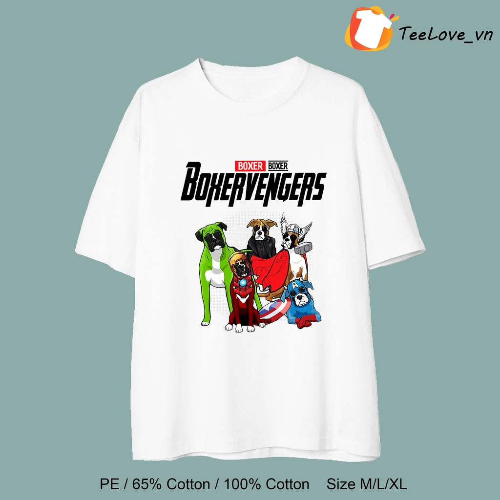 Áo thun 100% Cotton tay lỡ hình những chú chó Avengers kiểu dáng UNISEX form rộng cho nam nữ màu đen, trắng size M/L/XL