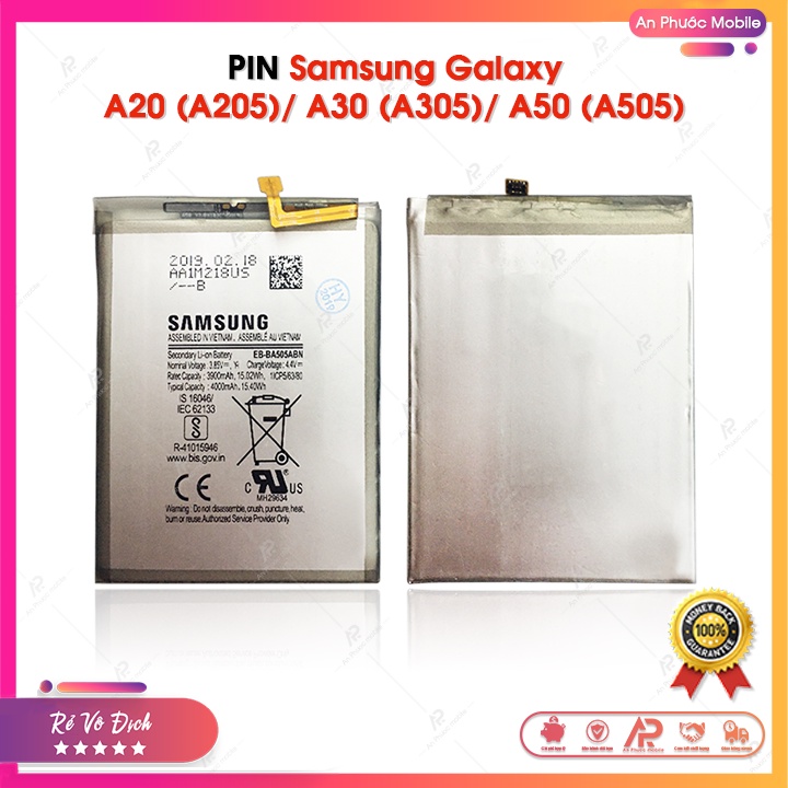 Pin Samsung A20 (A205) / A30 (A305) / A50 (A505) 4000mAh - Linh Kiện Pin Điện Thoại Samsung Galaxy Zin Bóc Máy