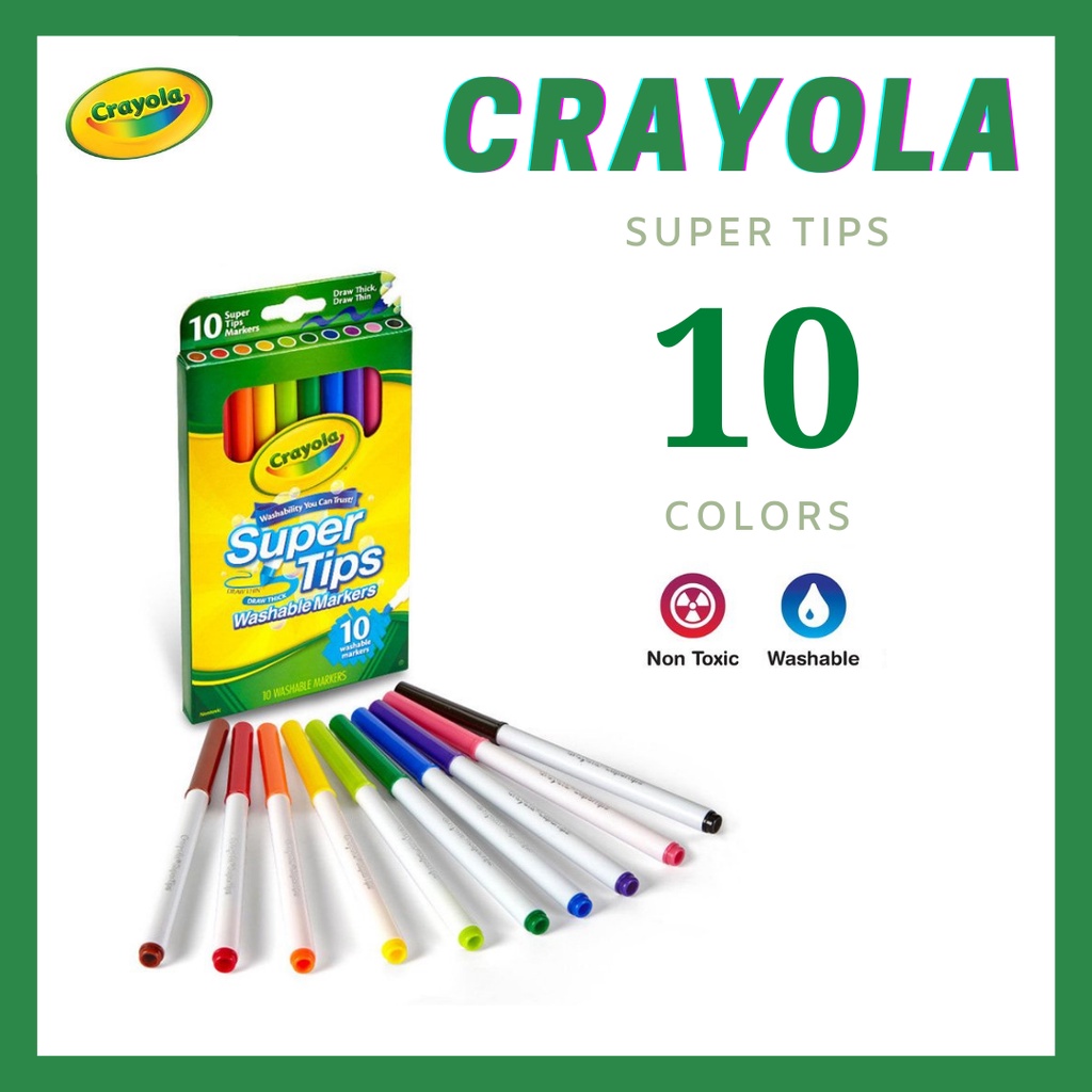 [Mã LIFEBOOK1 giảm 30K đơn 150K] Bộ 10 Bút Crayola SuperTips Viết Calligraphy - Hàng Chính Hãng