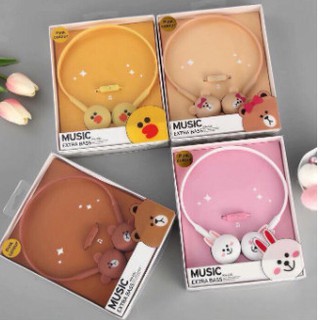 Tai nghe chụp tai hình gấu Brown vịt Sally thỏ Cony dễ thương giắc cắm 3.5