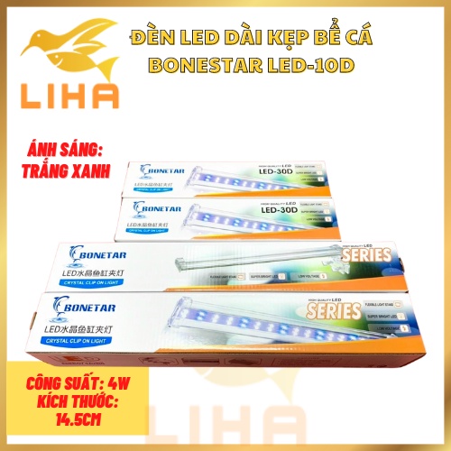 Đèn Led Dài Kẹp Bể Cá Bonestar D10 (4W-14.5cm) - Ánh Sáng Trắng Xanh