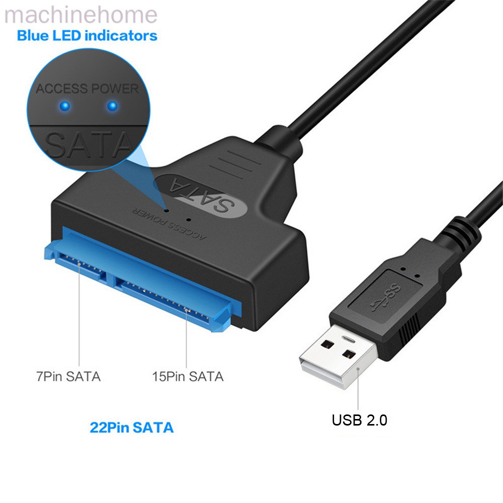SATA 3 Cable Sata to USB Adapter 6Gbps for 2.5 Inches External SSD HDD Hard Drive 22 Pin Sata III Cable,USB 2.0,20cm machinehome