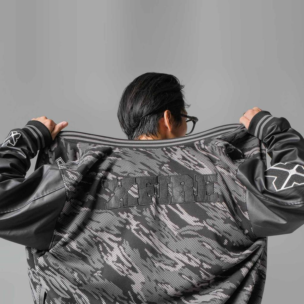 Áo Khoác Bóng Chày Boomber Varsity 2 lớp màu rằn ri camo xám đen Xfire Vietnam