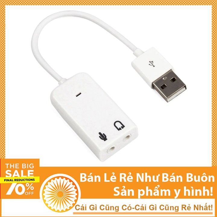 Cáp Âm Thanh 7.1 Chuyển Đổi Từ Cổng USB Ra Loa và Tai Nghe (Trắng)