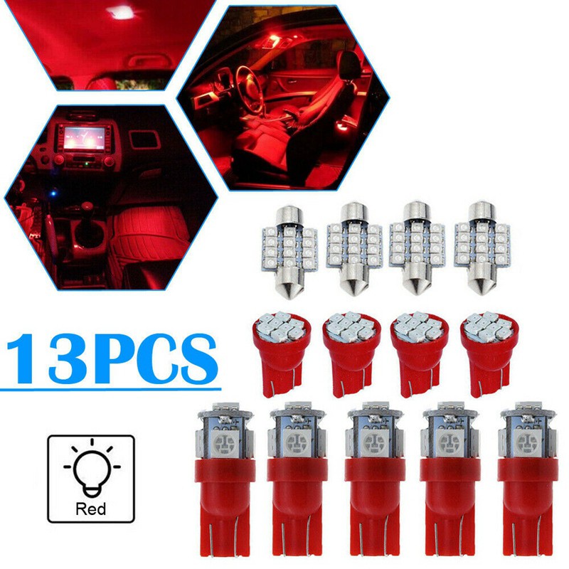 COD 13X Red Car LED Lights Interior Kit Dome License Plate Lamp Bulbs I2VN