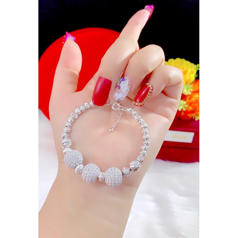 Vòng tay bi màu bạch kim cao cấp mẫu mới về