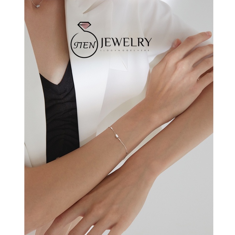 Lắc tay bạc nữ 925 đính đá sang trọng, vòng tay bạc nữ tính xinh xắn nhẹ nhàng - Tien Jewelry