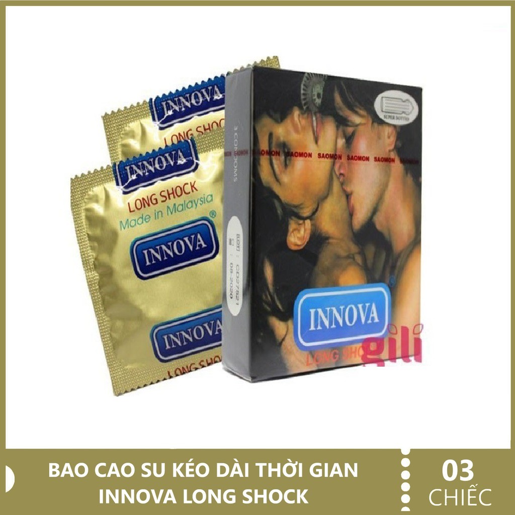 Bao cao su gai kéo dài thời gian Innova đen - hộp 3 chiếc