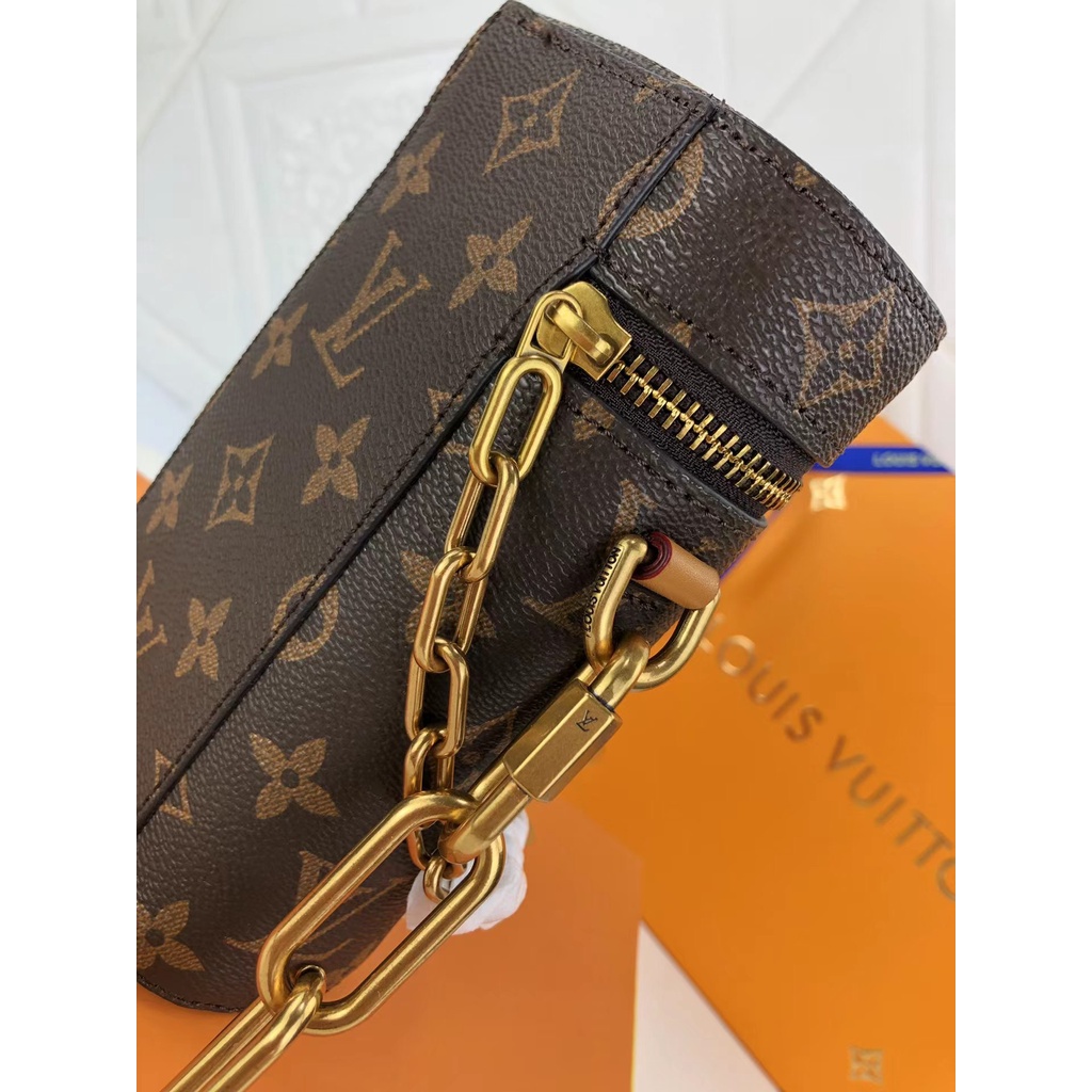 Sẵn sàng giao hàng Louis Vuitton LV nữ mới hoa cũ màu vàng túi dây xích mini có hộpM61112
