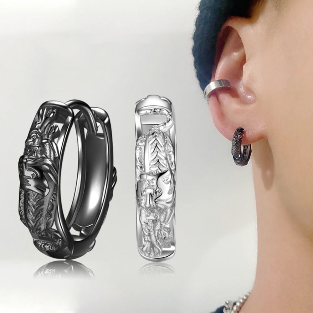 Khuyên Tai Hình Hổ Cá Tính Chất Lượng Cao Phong Cách Hip Hop Đơn Giản Nhiều Màu Sắc Cho Nam