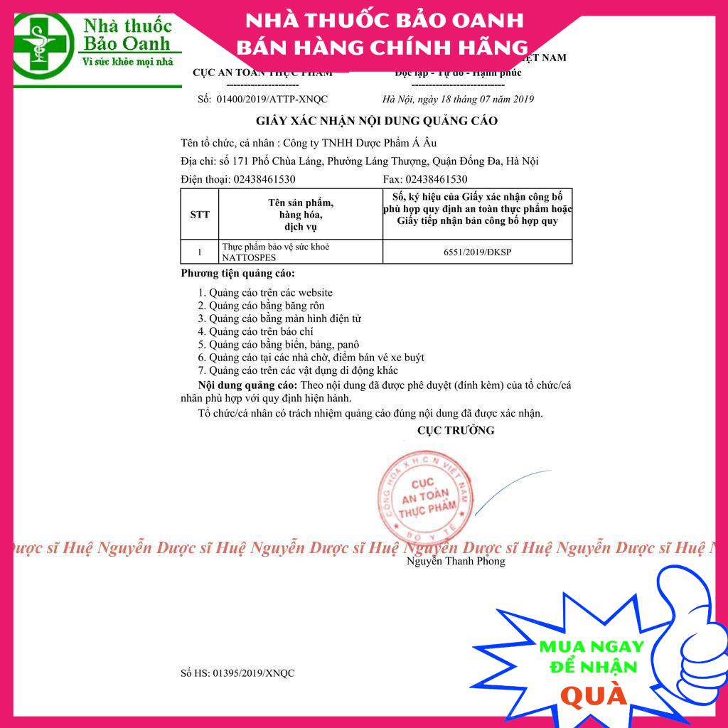 Nattospes lọ 90 viên - Chính hãng Á Âu -  Hỗ trợ phòng ngừa tai biến mạch máu não