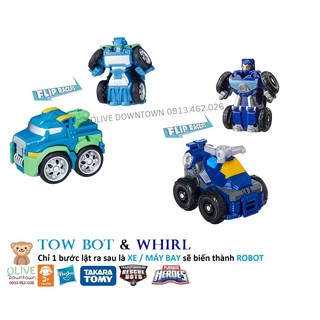Tow Bot & Whirl - Transformer Flip Racer 7cm - Xe & Máy bay lật 90 độ thành Robot - Phù hợp cho bé nhỏ