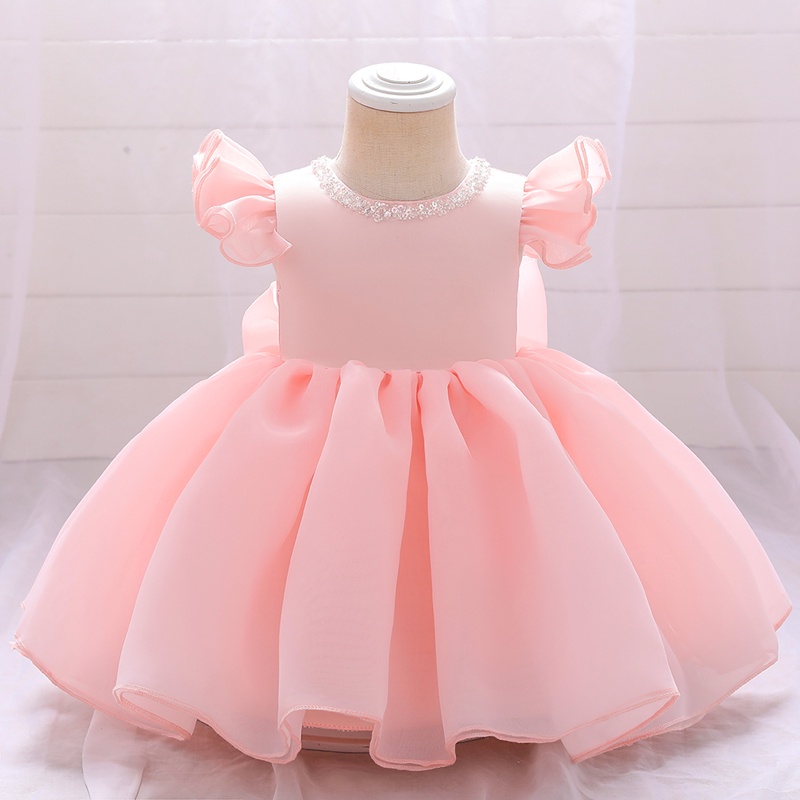 Đầm công chúa MQATZ vải organza đính hạt trắng 2022 thời trang mùa hè cho bé gái 0-3 tuổi