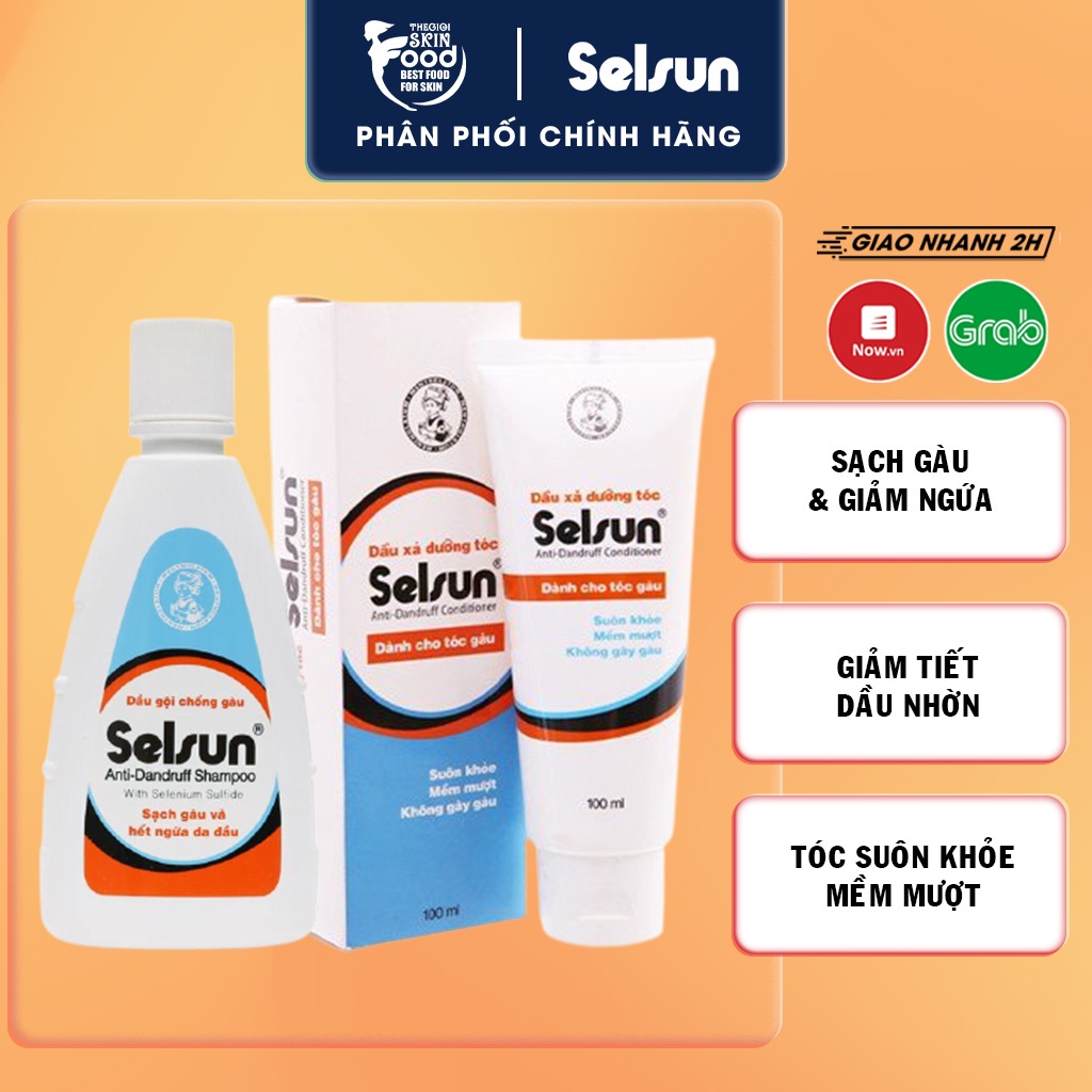 Combo Selsun Anti-Dandruff Sạch Nấm Sạch Gàu Dành Cho Tóc Gàu (Dầu Gội 100ml + Dầu Xả 100ml) - 2 Sản Phẩm