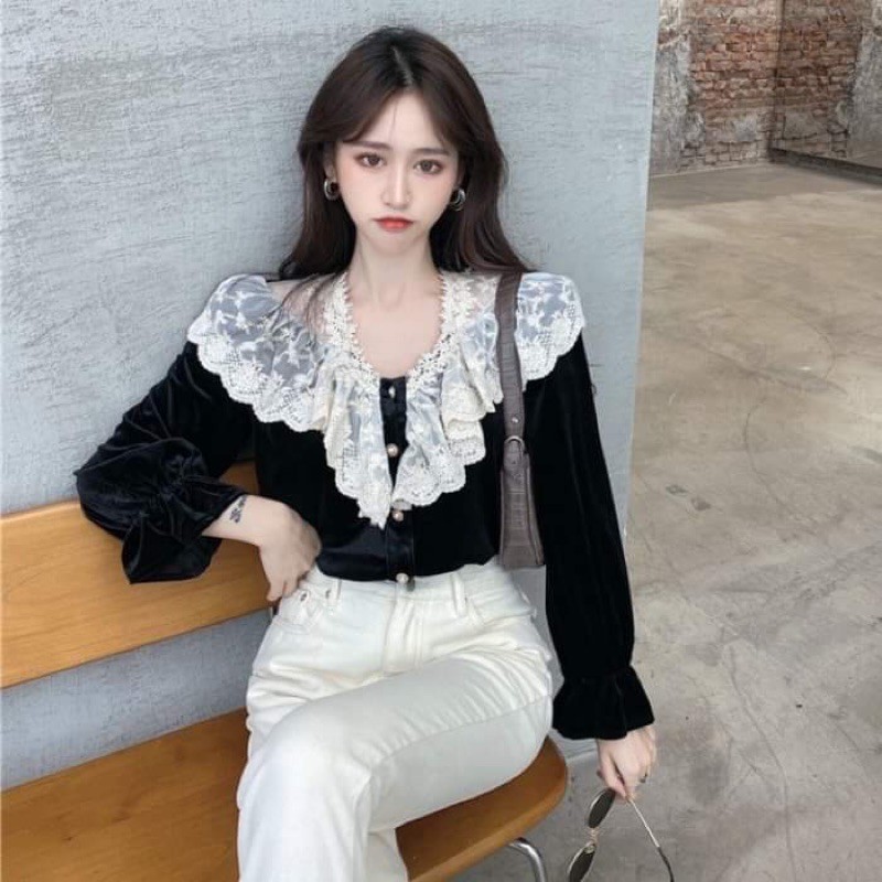 Áo sơ mi thiết kế tay bồng cổ điệu đà nữ tính